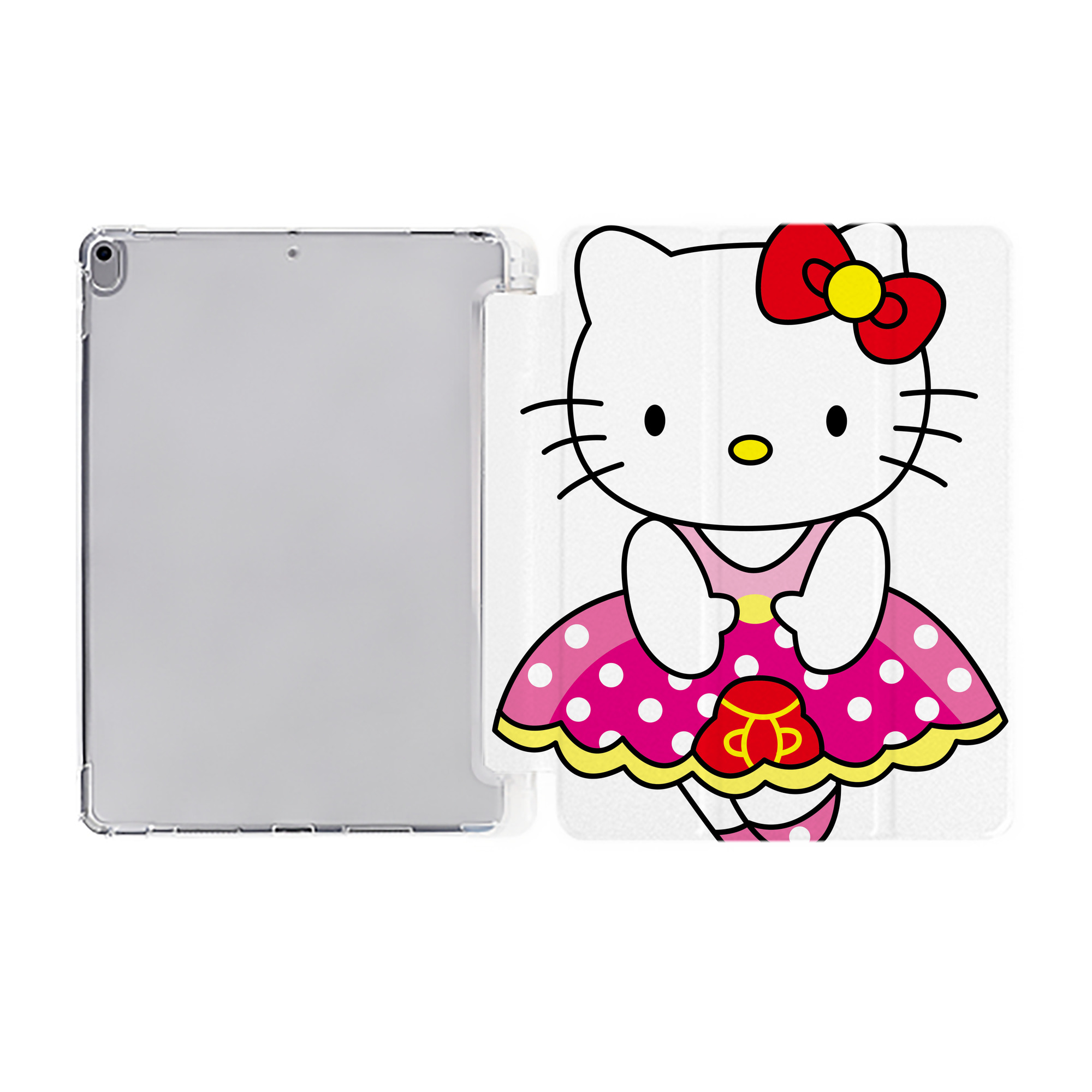 （画像用） Hello Kitty ハローキティ IPad ケース ペン収納付き 三つ折りスタンド PUレザー×シリコン 対応機種9.5/10.5/10.9インチ